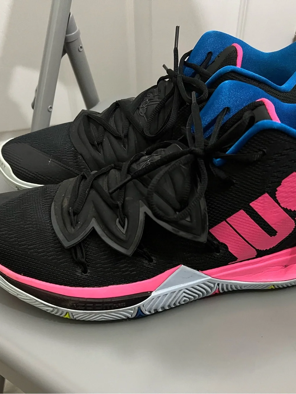 Nike Black Sneakers with Pink, Blue & Neon Yellow Accents